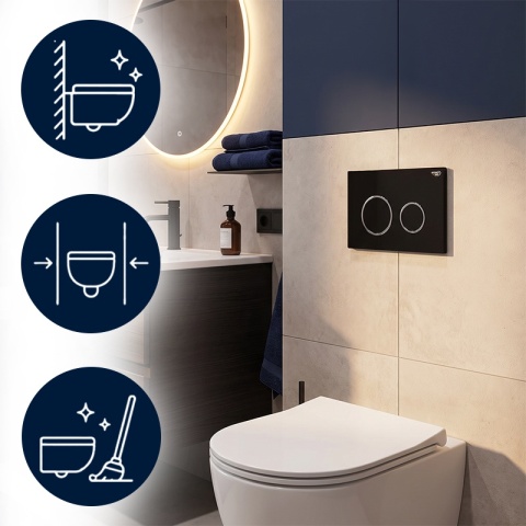 ZESTAW PODTYNKOWY WC POD MISKĘ WISZĄCĄ PODWIESZANĄ STELAŻ + PRZYCISK GRATIS HYDRO BUTTON