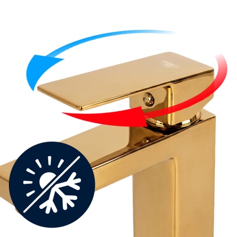 BATERIA UMYWALKOWA ŁAZIENKOWA NISKA NABLATOWA STOJĄCA KRAN ZŁOTA PERLATOR F211C-GL