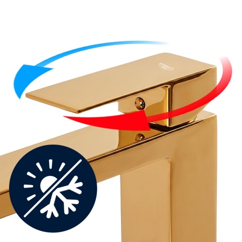 BATERIA UMYWALKOWA ŁAZIENKOWA WYSOKA NABLATOWA STOJĄCA KRAN ZŁOTA PERLATOR F211HC-GL