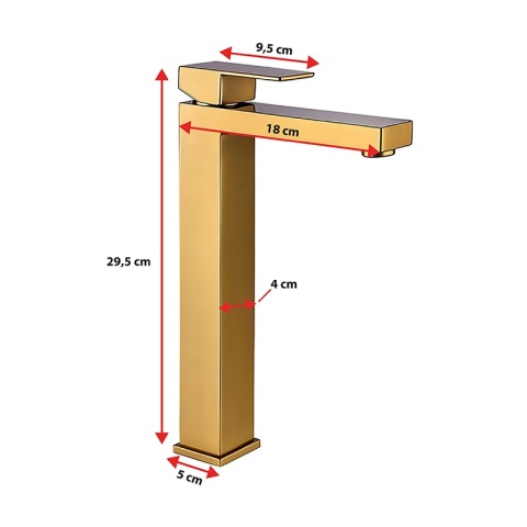 BATERIA UMYWALKOWA ŁAZIENKOWA WYSOKA NABLATOWA STOJĄCA KRAN ZŁOTA PERLATOR F211HC-GL