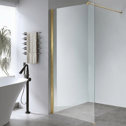 ŚCIANKA PRYSZNICOWA 80X200 CM WALK-IN ZŁOTA ZŁOTO SZCZOTKOWANE SZKŁO HARTOWANE 8 MM SH07