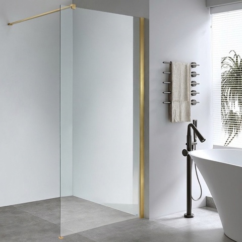 ŚCIANKA PRYSZNICOWA 80X200 CM WALK-IN ZŁOTA ZŁOTO SZCZOTKOWANE SZKŁO HARTOWANE 8 MM SH07