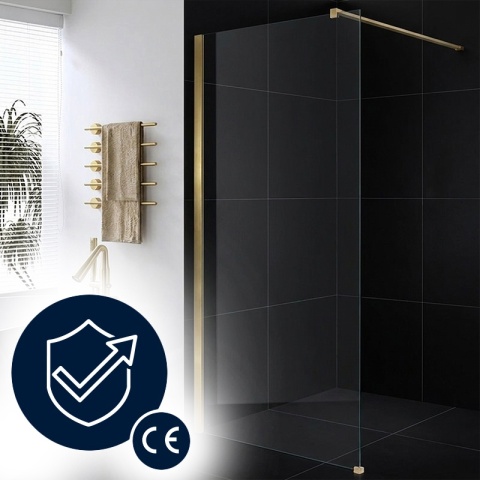 ŚCIANKA PRYSZNICOWA 80X200 CM WALK-IN ZŁOTA ZŁOTO SZCZOTKOWANE SZKŁO HARTOWANE 8 MM SH07