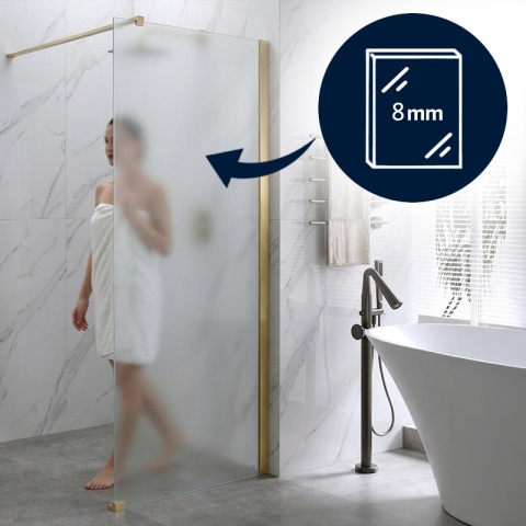 ŚCIANKA PRYSZNICOWA 80X200 CM WALK-IN ZŁOTA ZŁOTO SZCZOTKOWANE SZKŁO HARTOWANE 8 MM SH07