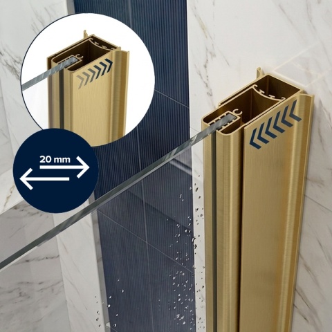ŚCIANKA PRYSZNICOWA 80X200 CM WALK-IN ZŁOTA ZŁOTO SZCZOTKOWANE SZKŁO HARTOWANE 8 MM SH07