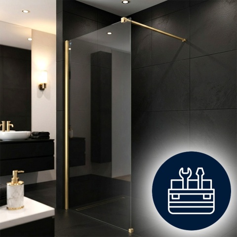 ŚCIANKA PRYSZNICOWA 80X200 CM WALK-IN ZŁOTA ZŁOTO SZCZOTKOWANE SZKŁO HARTOWANE 8 MM SH07