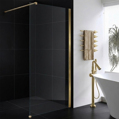 ŚCIANKA PRYSZNICOWA 80X200 CM WALK-IN ZŁOTA ZŁOTO SZCZOTKOWANE SZKŁO HARTOWANE 8 MM SH07