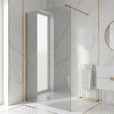 ŚCIANKA PRYSZNICOWA 80X200 CM WALK-IN ZŁOTA ZŁOTO SZCZOTKOWANE SZKŁO HARTOWANE 8 MM SH07
