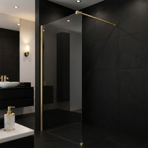 ŚCIANKA PRYSZNICOWA 80X200 CM WALK-IN ZŁOTA ZŁOTO SZCZOTKOWANE SZKŁO HARTOWANE 8 MM SH07