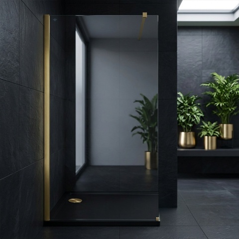 ŚCIANKA PRYSZNICOWA 80X200 CM WALK-IN ZŁOTA ZŁOTO SZCZOTKOWANE SZKŁO HARTOWANE 8 MM SH07