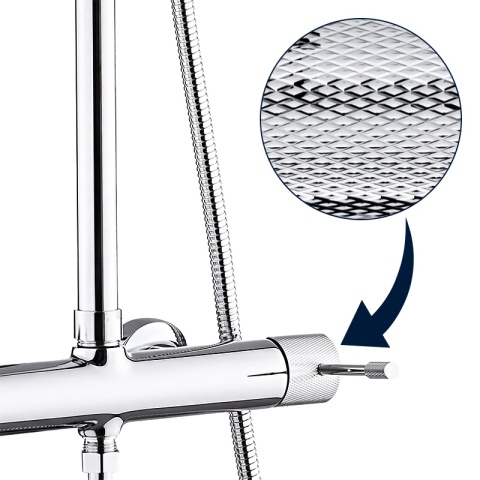 BATERIA PRYSZNICOWA ŁAZIENKOWA ŚCIENNA ZESTAW Z DESZCZOWNICĄ MARIKA-CH CHROM