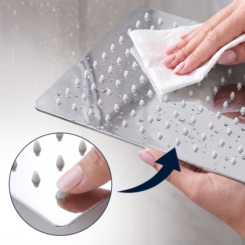 DESZCZOWNICA PRYSZNICOWA KWADRATOWA 25X25 CHROM ANTICALC STAL NIERDZEWNA DES-PR-1-CH-25