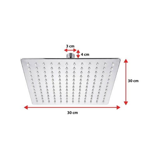 DESZCZOWNICA PRYSZNICOWA KWADRATOWA 30X30 CHROM ANTICALC STAL NIERDZEWNA DES-PR-1-CH-30