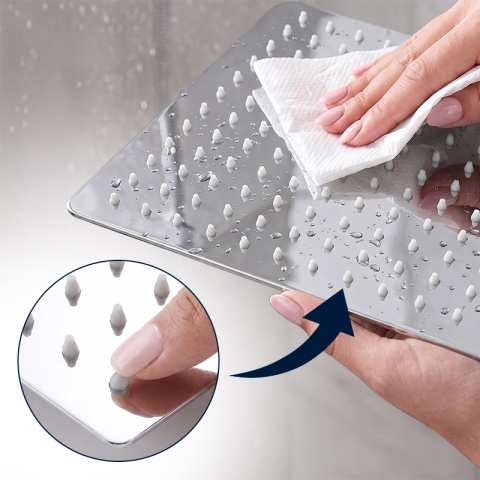 DESZCZOWNICA PRYSZNICOWA KWADRATOWA 30X30 CHROM ANTICALC STAL NIERDZEWNA DES-PR-1-CH-30