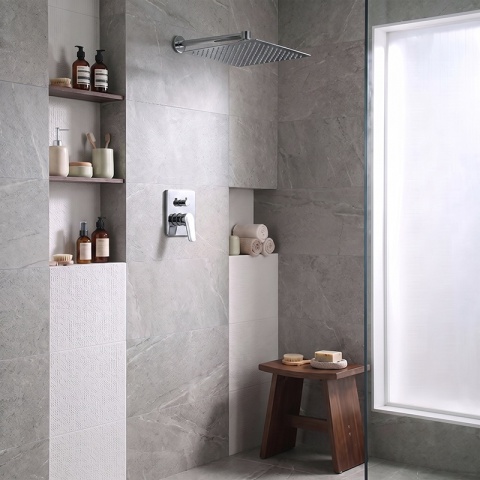 DESZCZOWNICA PRYSZNICOWA KWADRATOWA 30X30 CHROM ANTICALC STAL NIERDZEWNA DES-PR-1-CH-30