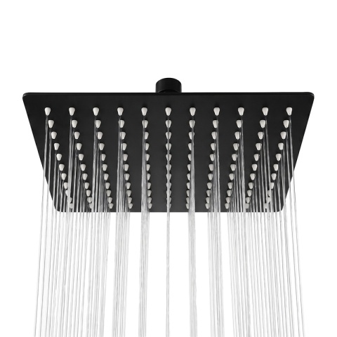 DESZCZOWNICA PRYSZNICOWA KWADRATOWA 25X25 CZARNA ANTICALC STAL NIERDZEWNA DES-PR-1-BL-25