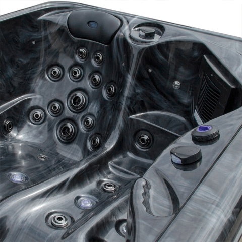 JACUZZI ® OGRODOWE WANNA SPA405 CZARNA FALA OBUDOWA ANTRACYT 195X140 CM