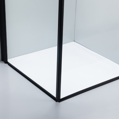 KABINA PRYSZNICOWA 90X90 CM KWADRATOWA NAROŻNA DRZWI UCHYLNE PODWÓJNE CZARNE SZKŁO HARTOWANE 6MM KZ29