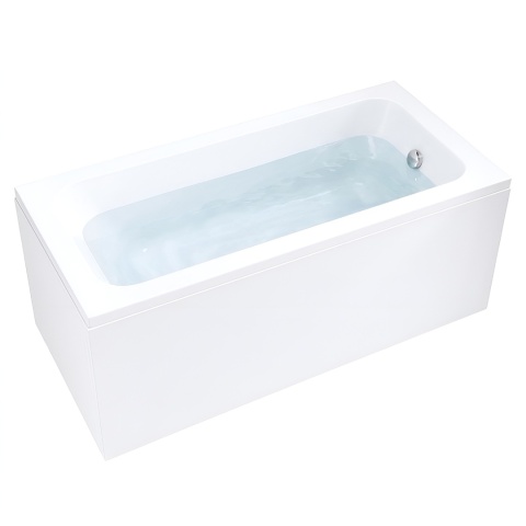 WANNA PRZYŚCIENNA Z OBUDOWĄ 140x70 CM AKRYLOWA BIAŁA PRZELEW CHROM NILO