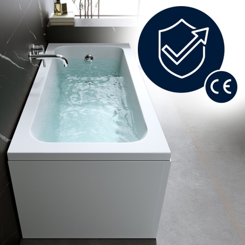 WANNA PRZYŚCIENNA Z OBUDOWĄ 170x70 CM AKRYLOWA BIAŁA PRZELEW CHROM NILO