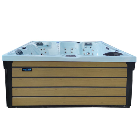 JACUZZI OGRODOWE WANNA SPA340 JASNA FALA OCEANU OBUDOWA BRĄZOWA DESKA 220x220 CM