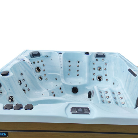 JACUZZI OGRODOWE WANNA SPA340 JASNA FALA OCEANU OBUDOWA BRĄZOWA DESKA 220x220 CM