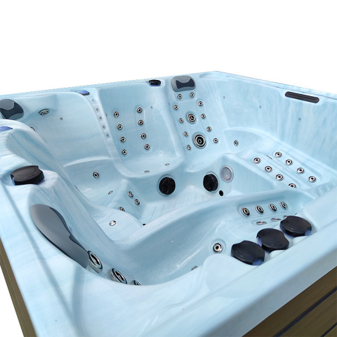 JACUZZI OGRODOWE WANNA SPA340 JASNA FALA OCEANU OBUDOWA BRĄZOWA DESKA 220x220 CM