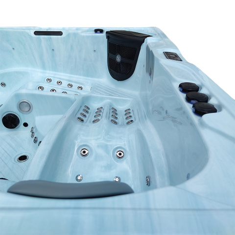 JACUZZI OGRODOWE WANNA SPA340 JASNA FALA OCEANU OBUDOWA BRĄZOWA DESKA 220x220 CM