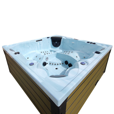 JACUZZI OGRODOWE WANNA SPA340 JASNA FALA OCEANU OBUDOWA BRĄZOWA DESKA 220x220 CM