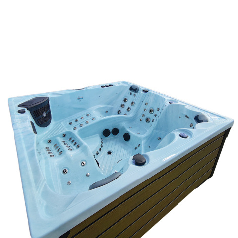 JACUZZI OGRODOWE WANNA SPA340 JASNA FALA OCEANU OBUDOWA BRĄZOWA DESKA 220x220 CM