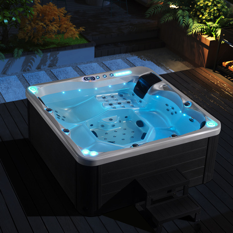 JACUZZI OGRODOWE WANNA SPA742 BIAŁA PERŁA OBUDOWA ANTRACYT 190x190 CM