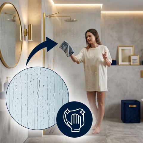 ŚCIANKA SZYBA PRYSZNICOWA 80 CM WALK-IN SZKŁO HARTOWANE 6 MM ZŁOTY PROFIL REGULACJA 15 MM W PROFILU PRZYŚCIENNYM KZ24