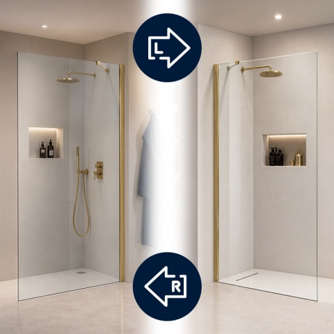 ŚCIANKA SZYBA PRYSZNICOWA 80 CM WALK-IN SZKŁO HARTOWANE 6 MM ZŁOTY PROFIL REGULACJA 15 MM W PROFILU PRZYŚCIENNYM KZ24