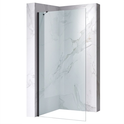 ŚCIANKA SZYBA PRYSZNICOWA 90 CM WALK-IN SZKŁO HARTOWANE 6 MM CZARNY PROFIL REGULACJA 15 MM W PROFILU PRZYŚCIENNYM KZ24