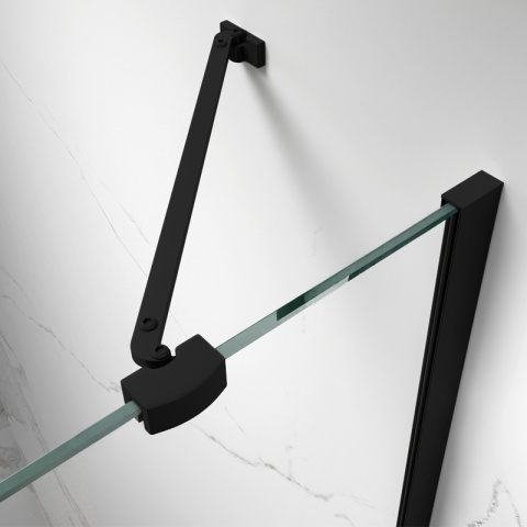 ŚCIANKA SZYBA PRYSZNICOWA 90 CM WALK-IN SZKŁO HARTOWANE 6 MM CZARNY PROFIL REGULACJA 15 MM W PROFILU PRZYŚCIENNYM KZ24