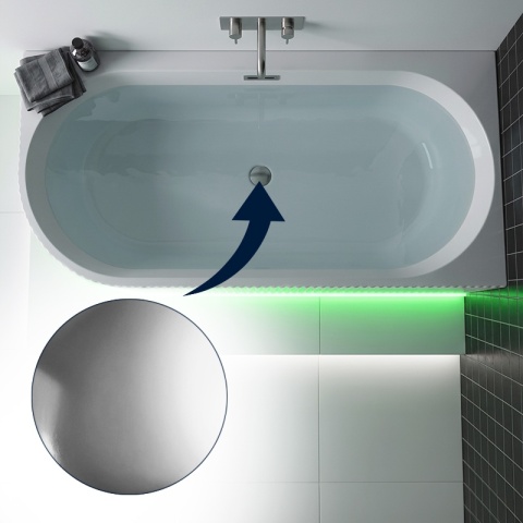 WANNA WOLNOSTOJĄCA PRZYŚCIENNA RYFLOWANA RIO 504D PRAWA BIAŁA PRZELEW CHROM 170x75 CM WCIĘCIE NA LED