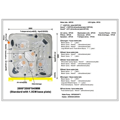 JACUZZI ® OGRODOWE WANNA SPA752 BIAŁA PERŁA OBUDOWA SZARA 200x200 CM