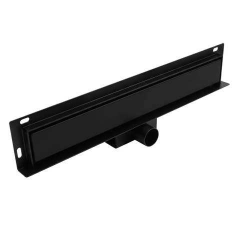 ODPŁYW LINIOWY ŚCIENNY 60 CM CZARNY NISKI SYFON WYSOKA PRZEPUSTOWOŚĆ DL04