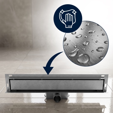 ODPŁYW LINIOWY ŚCIENNY 80 CM INOX NISKI 52 MM SYFON WYSOKA PRZEPUSTOWOŚĆ DL04