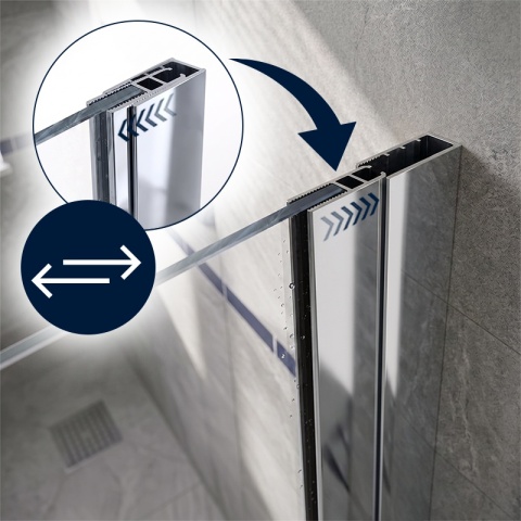ŚCIANKA SZYBA PRYSZNICOWA 100 CM WALK-IN SZKŁO HARTOWANE 6 MM PROFIL CHROM REGULACJA 15 MM W PROFILU PRZYŚCIENNYM KZ24