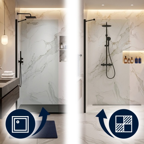 ŚCIANKA SZYBA PRYSZNICOWA 70 CM WALK-IN SZKŁO HARTOWANE 6 MM CZARNY PROFIL REGULACJA 15 MM W PROFILU PRZYŚCIENNYM KZ24