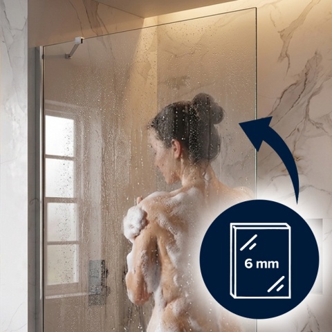 ŚCIANKA SZYBA PRYSZNICOWA 70 CM WALK-IN SZKŁO HARTOWANE 6 MM PROFIL CHROM REGULACJA 15 MM W PROFILU PRZYŚCIENNYM KZ24