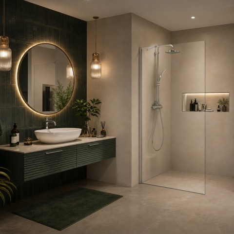 ŚCIANKA SZYBA PRYSZNICOWA 70 CM WALK-IN SZKŁO HARTOWANE 6 MM PROFIL CHROM REGULACJA 15 MM W PROFILU PRZYŚCIENNYM KZ24