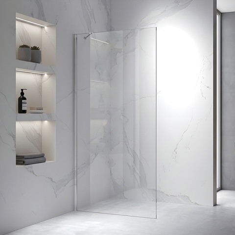 ŚCIANKA SZYBA PRYSZNICOWA 90 CM WALK-IN SZKŁO HARTOWANE 6 MM PROFIL CHROM REGULACJA 15 MM W PROFILU PRZYŚCIENNYM KZ24