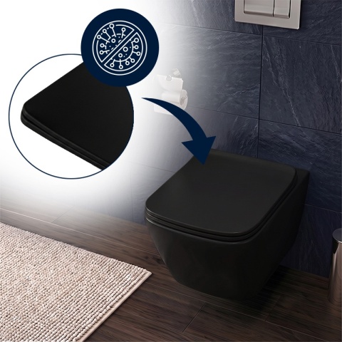 DESKA SEDESOWA WC WOLNOOPADAJĄCA CV-BL-09 SLIM CZARNA DUROPLAST