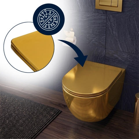 DESKA SEDESOWA WC WOLNOOPADAJĄCA CV-GL-03 SLIM ZŁOTA DUROPLAST