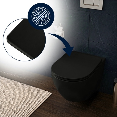 DESKA SEDESOWA WC WOLNOOPADAJĄCA CV-MTB-03 SLIM CZARNY MAT DUROPLAST
