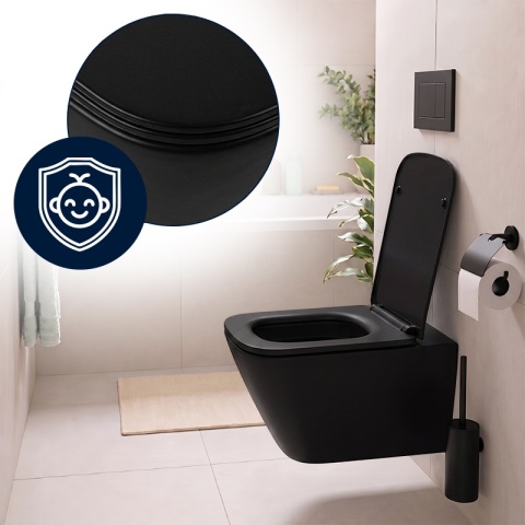 DESKA SEDESOWA WC WOLNOOPADAJĄCA CV-MTB-09 SLIM CZARNY MAT DUROPLAST