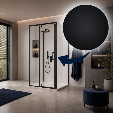 KABINA PRYSZNICOWA KWADRATOWA 100x100 3-ŚCIENNA CZARNA SZKŁO HARTOWANE REGULOWANY ALUMINIOWY PROFIL 6MM KZ23