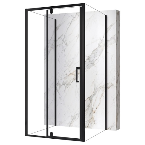 KABINA PRYSZNICOWA KWADRATOWA 100x100 3-ŚCIENNA CZARNA SZKŁO HARTOWANE REGULOWANY ALUMINIOWY PROFIL 6MM KZ23